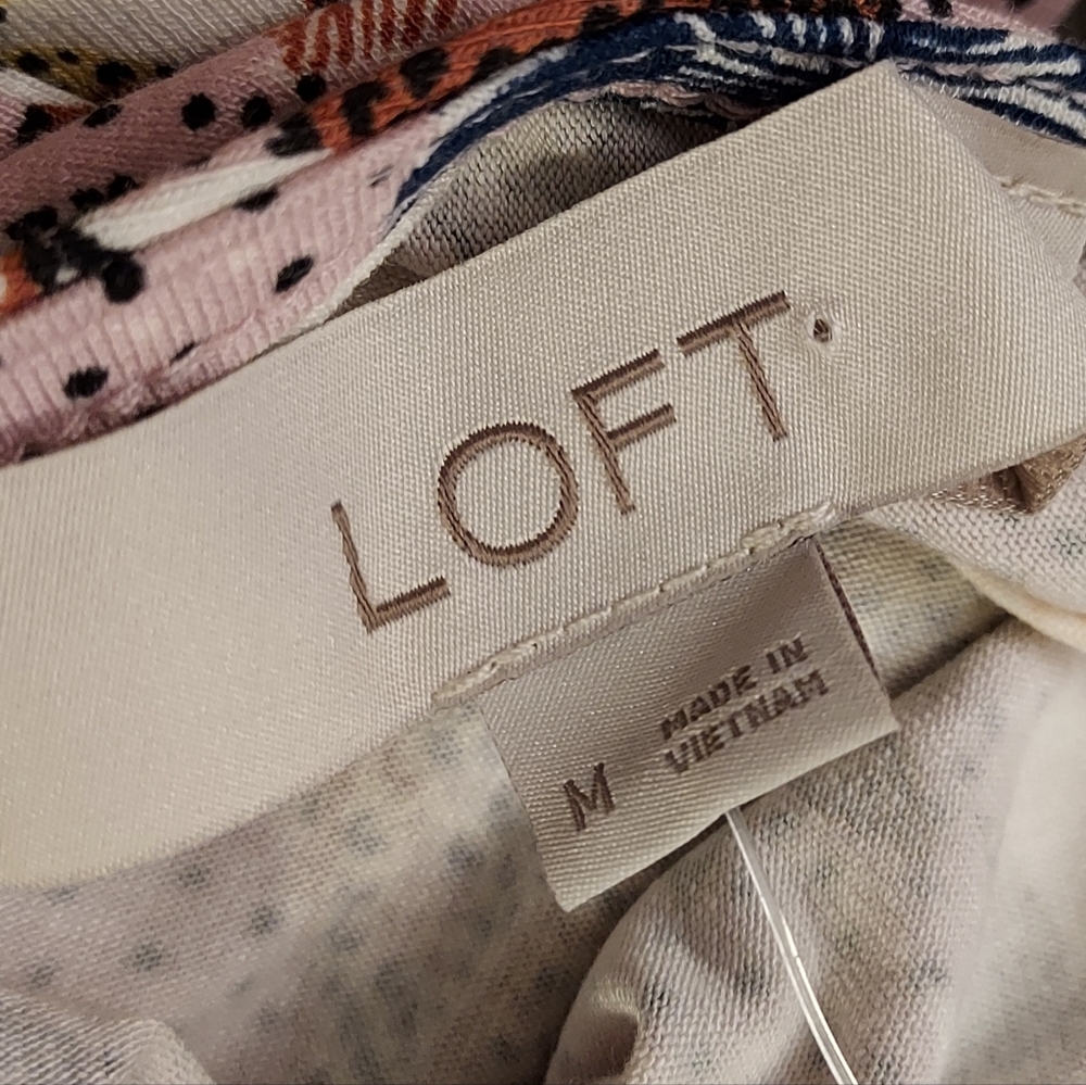 LOFT Rose Pink Floral Sleeveless Halter Tiered Knit Dress Medium NEW NWT - Picture 9 of 10